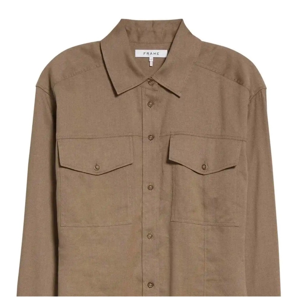 NWT Frame Arie Cutaway Long Sleeve Linen Blend Shirt Size XS